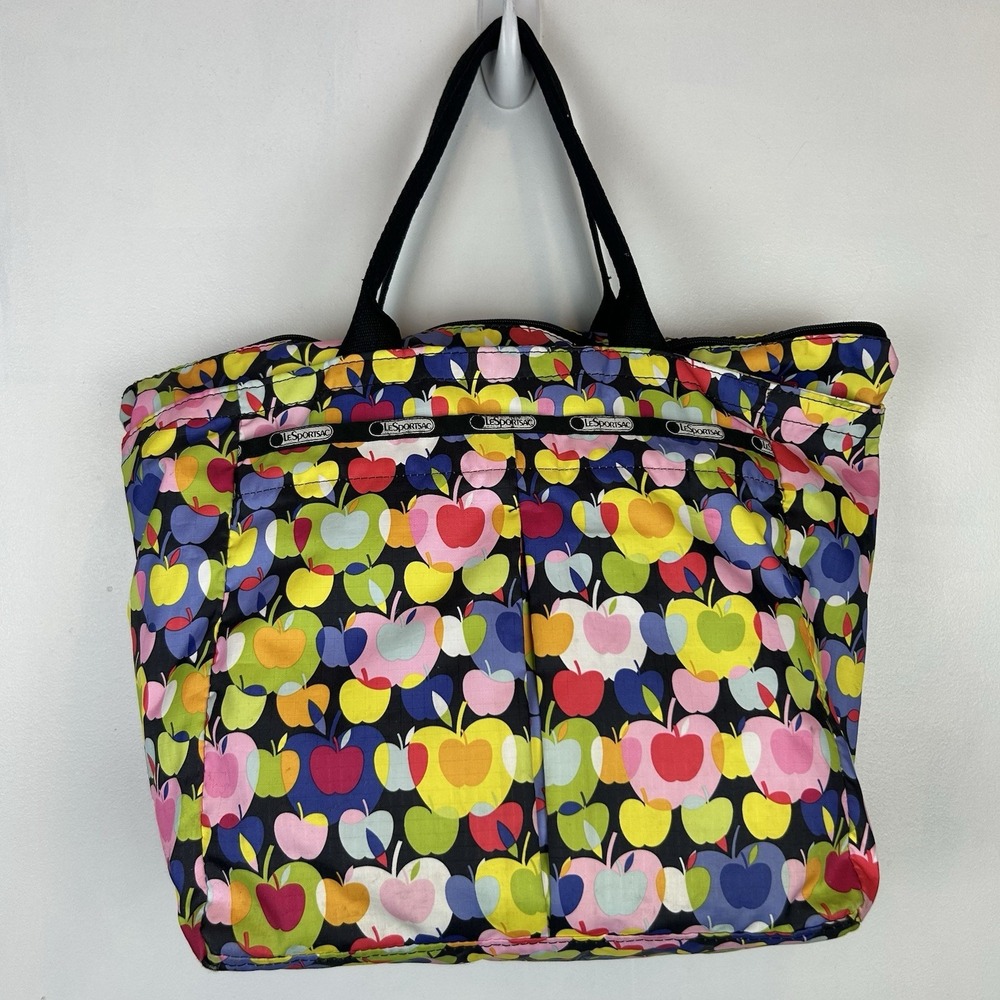 LeSportsac Boston Bag Canvas Shoulder Bag Apple Pattern Multicolor